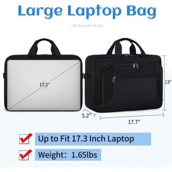 New Laptop Bag 17.3 Inch Laptop Briefcase Large Waterproof Laptop Case for Men - Picture 3 of 7